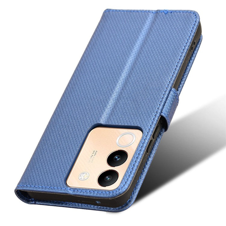 For vivo V29e (Global) 5G / Y200 (India) 5G Case Diamond Texture Leather Cover with Stand Wallet - Blue