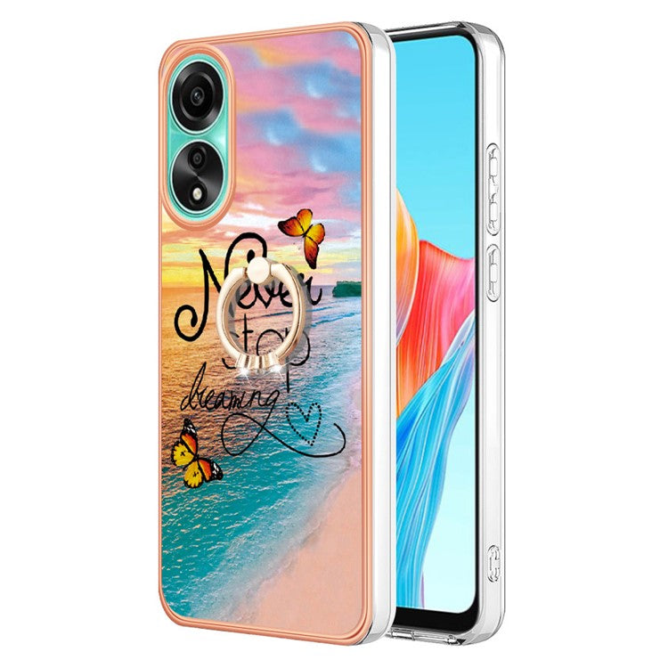 YB IMD Series-6 For Oppo A78 4G Case Marble Pattern Rotary Kickstand Phone TPU Cover - Never Stop Dreaming