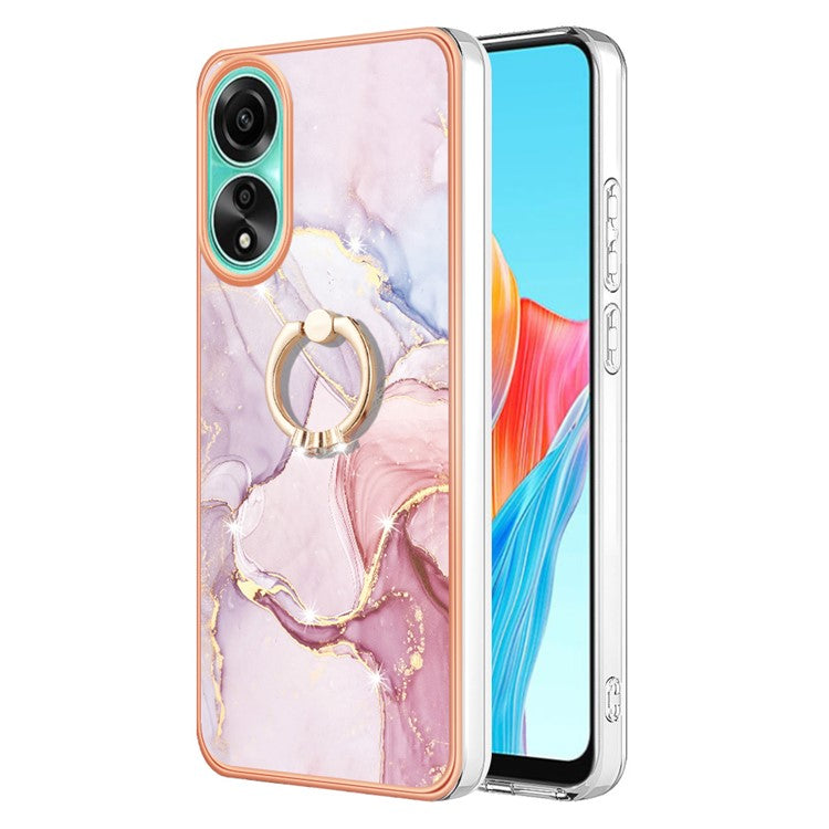 YB IMD Series-10 For Oppo A78 4G Cell Phone Cases IMD Marble Kickstand TPU Shockproof Cover - Rose Gold 005