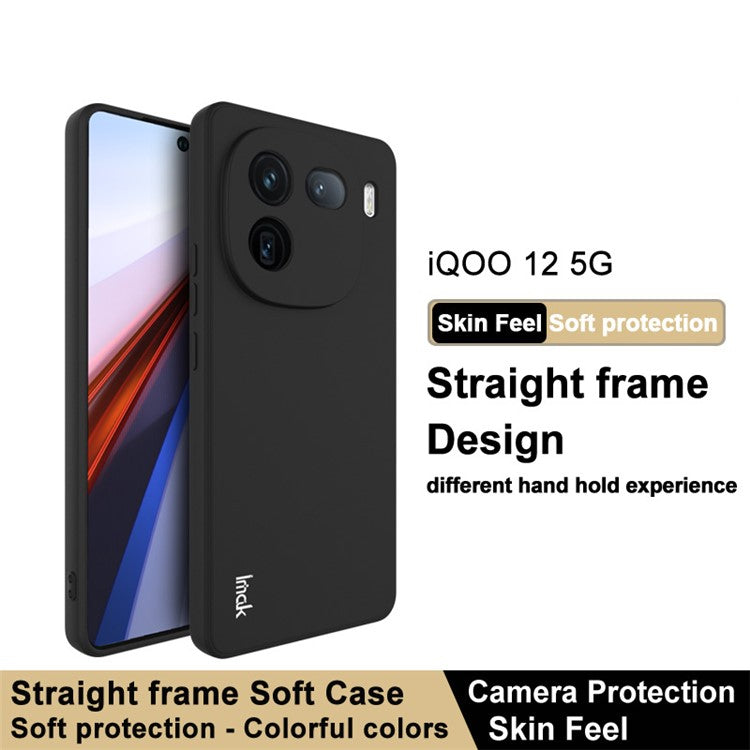 IMAK UC-4 Series for vivo iQOO 12 5G Case Straight Edge Anti-scratch TPU Phone Cover - Black