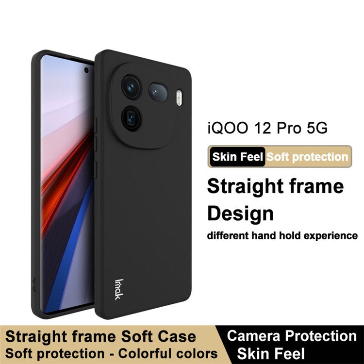 IMAK UC-4 Series for vivo iQOO 12 Pro 5G TPU Case Straight Edge Phone Back Cover - Black