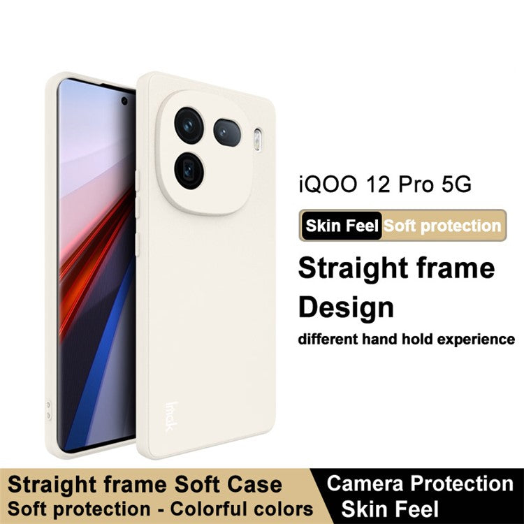 IMAK UC-4 Series for vivo iQOO 12 Pro 5G TPU Case Straight Edge Phone Back Cover - White