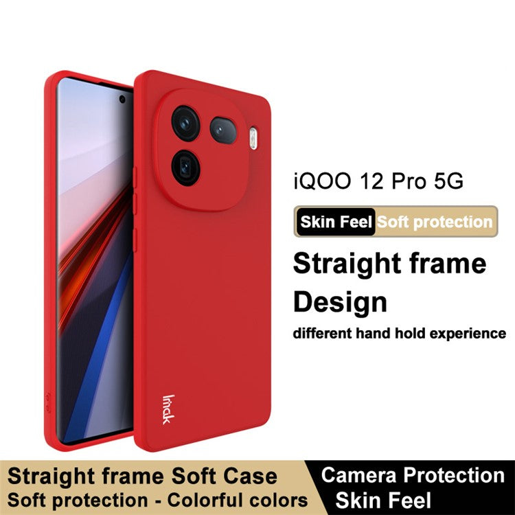 IMAK UC-4 Series for vivo iQOO 12 Pro 5G TPU Case Straight Edge Phone Back Cover - Red