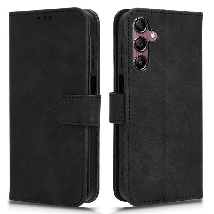 For Samsung Galaxy A15 4G Phone Case TPU+PU Leather Skin-touch Feeling Stand Phone Cover - Black