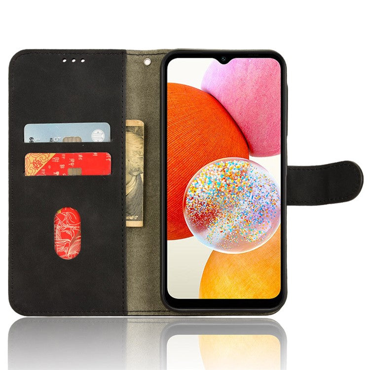 For Samsung Galaxy A15 4G Phone Case TPU+PU Leather Skin-touch Feeling Stand Phone Cover - Black