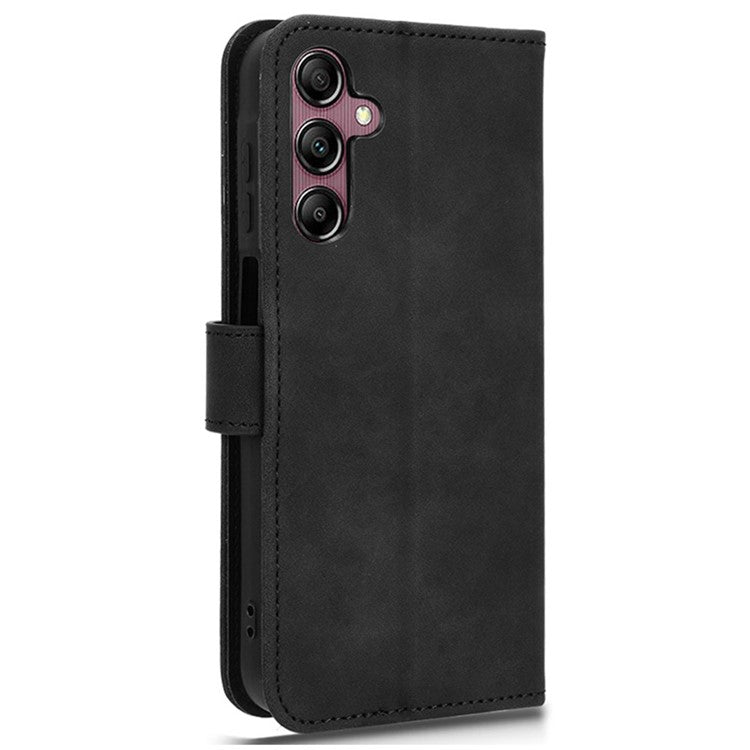 For Samsung Galaxy A15 4G Phone Case TPU+PU Leather Skin-touch Feeling Stand Phone Cover - Black