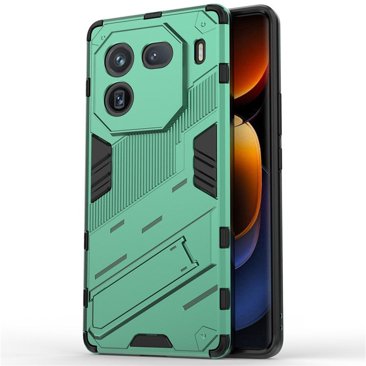 For vivo iQOO 12 Pro 5G Cell Phone Cases Anti-fall Invisible Kickstand PC+TPU Back Shell - Green