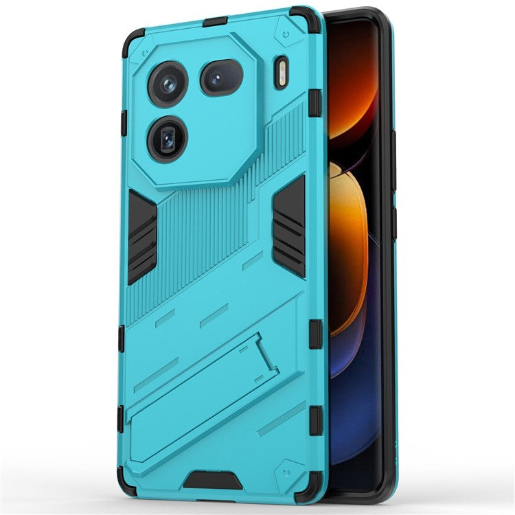 For vivo iQOO 12 Pro 5G Cell Phone Cases Anti-fall Invisible Kickstand PC+TPU Back Shell - Baby Blue