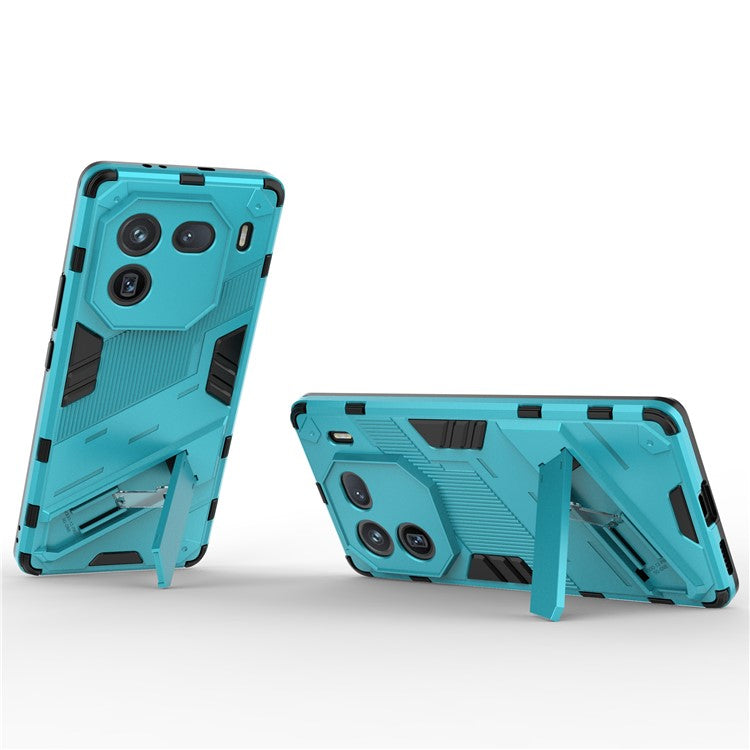 For vivo iQOO 12 Pro 5G Cell Phone Cases Anti-fall Invisible Kickstand PC+TPU Back Shell - Baby Blue