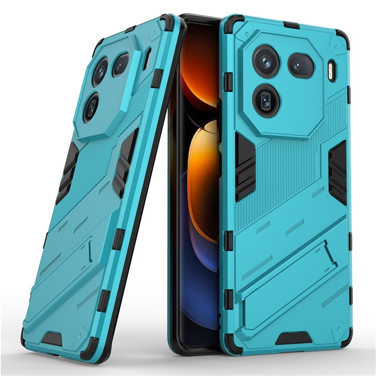 For vivo iQOO 12 Pro 5G Cell Phone Cases Anti-fall Invisible Kickstand PC+TPU Back Shell - Baby Blue