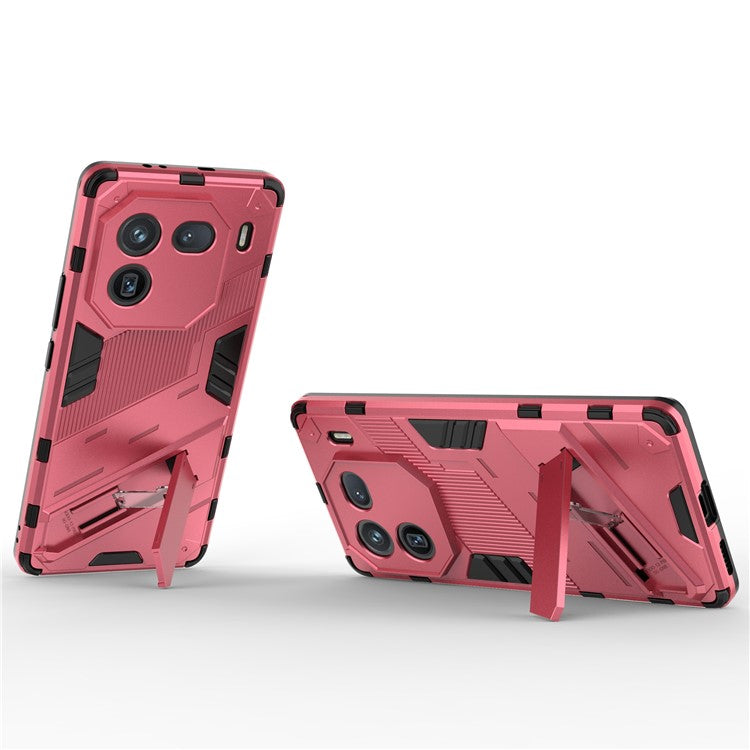 For vivo iQOO 12 Pro 5G Cell Phone Cases Anti-fall Invisible Kickstand PC+TPU Back Shell - Rose