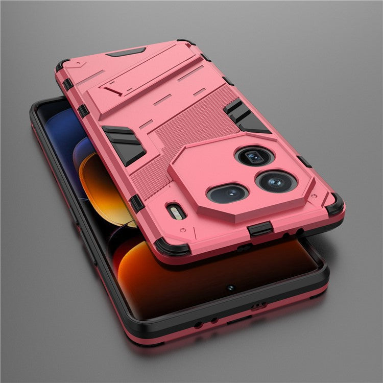 For vivo iQOO 12 Pro 5G Cell Phone Cases Anti-fall Invisible Kickstand PC+TPU Back Shell - Rose