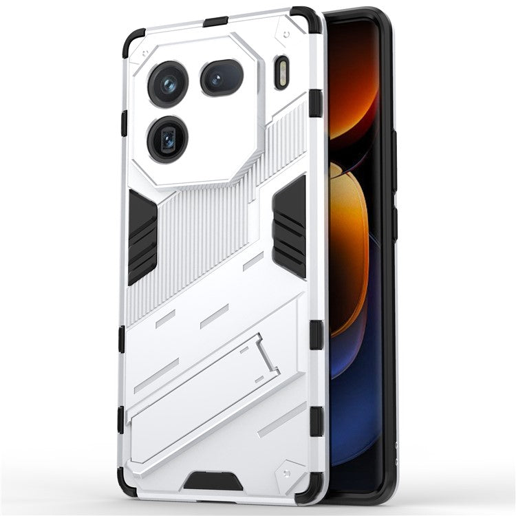 For vivo iQOO 12 Pro 5G Cell Phone Cases Anti-fall Invisible Kickstand PC+TPU Back Shell - White