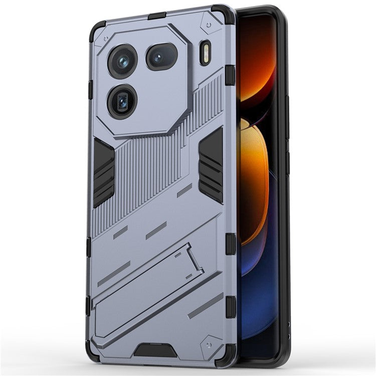 For vivo iQOO 12 Pro 5G Cell Phone Cases Anti-fall Invisible Kickstand PC+TPU Back Shell - Dark Blue