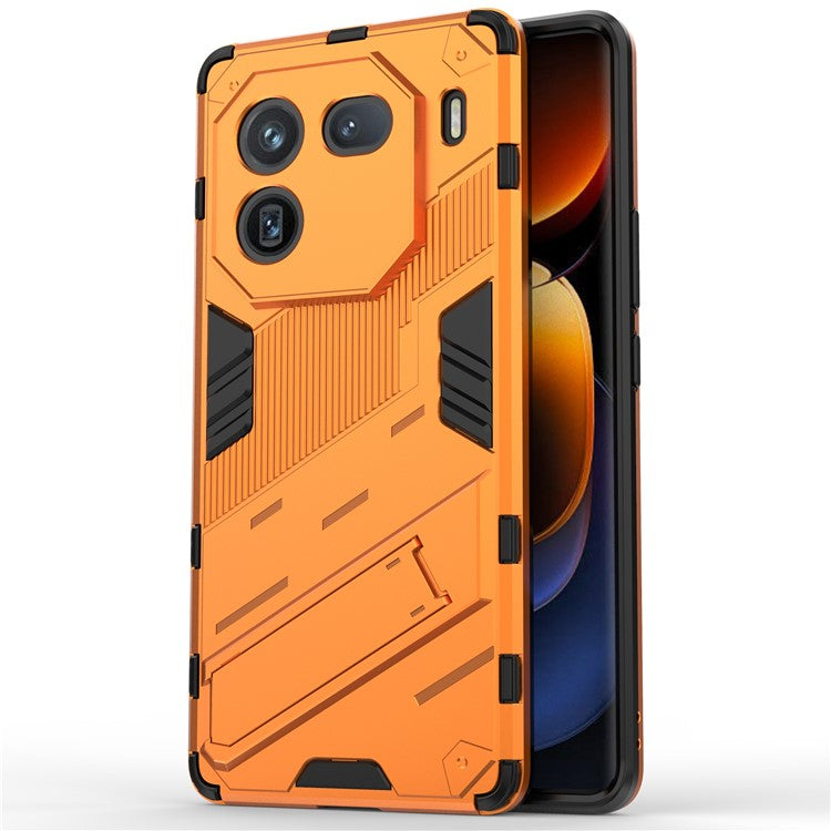 For vivo iQOO 12 Pro 5G Cell Phone Cases Anti-fall Invisible Kickstand PC+TPU Back Shell - Orange