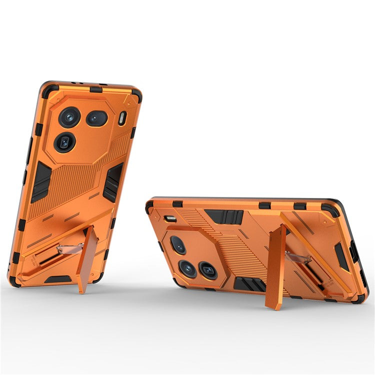 For vivo iQOO 12 Pro 5G Cell Phone Cases Anti-fall Invisible Kickstand PC+TPU Back Shell - Orange