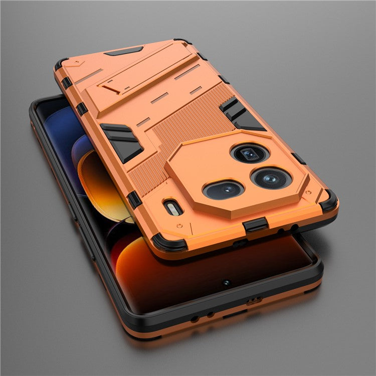 For vivo iQOO 12 Pro 5G Cell Phone Cases Anti-fall Invisible Kickstand PC+TPU Back Shell - Orange