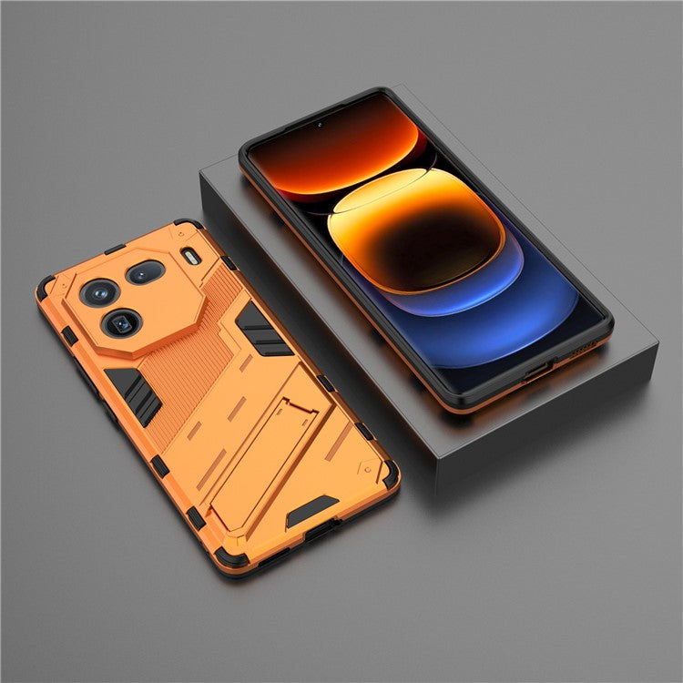 For vivo iQOO 12 Pro 5G Cell Phone Cases Anti-fall Invisible Kickstand PC+TPU Back Shell - Orange