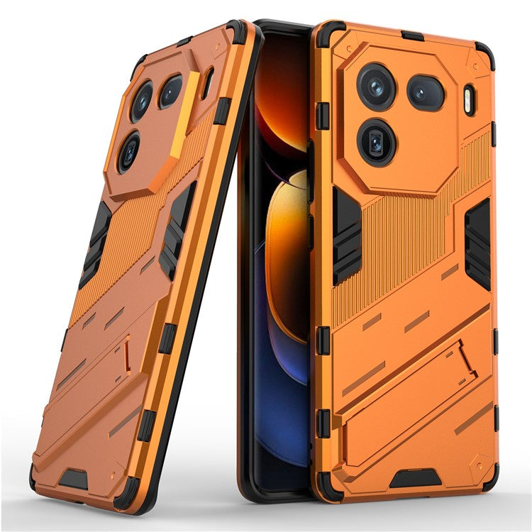 For vivo iQOO 12 Pro 5G Cell Phone Cases Anti-fall Invisible Kickstand PC+TPU Back Shell - Orange