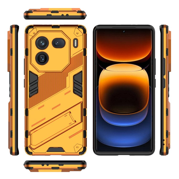 For vivo iQOO 12 Pro 5G Cell Phone Cases Anti-fall Invisible Kickstand PC+TPU Back Shell - Orange