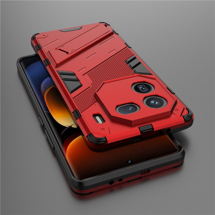 For vivo iQOO 12 Pro 5G Cell Phone Cases Anti-fall Invisible Kickstand PC+TPU Back Shell - Red