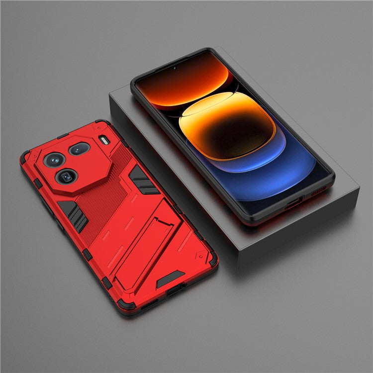 For vivo iQOO 12 Pro 5G Cell Phone Cases Anti-fall Invisible Kickstand PC+TPU Back Shell - Red