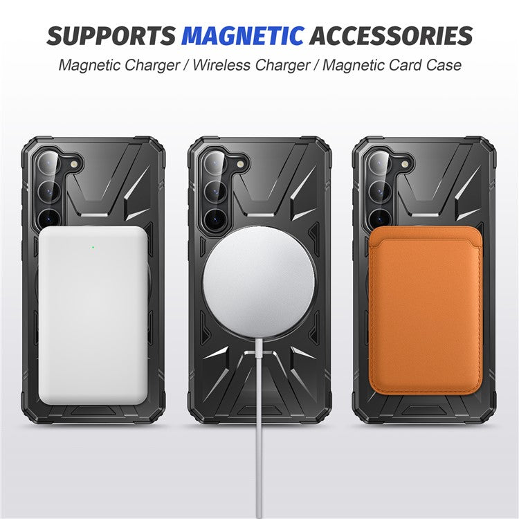 For Samsung Galaxy S25+ / S24+ Case Magnetic Anti-Drop TPU+PC Phone Protector - Black