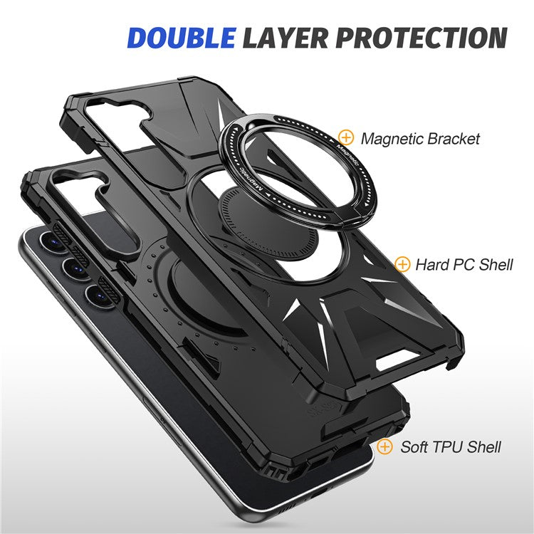 For Samsung Galaxy S25+ / S24+ Case Magnetic Anti-Drop TPU+PC Phone Protector - Black