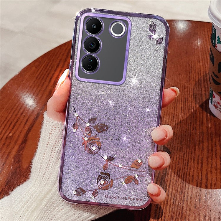 KADEM For vivo V29e (Global) 5G / Y200 4G Cell Phone Case Flower Pattern TPU Back Cover - Purple