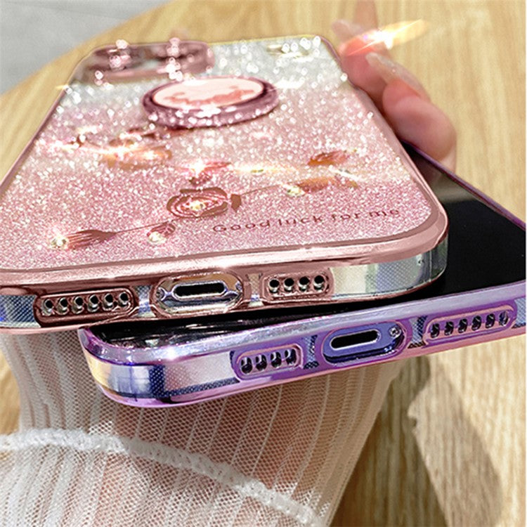 KADEM For vivo V29e (Global) 5G / Y200 4G Cell Phone Case Ring Kickstand Glitter TPU Cover - Rose Gold