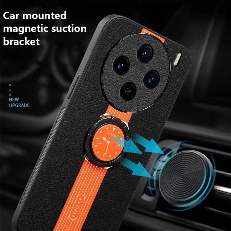 KADEM For vivo X100 5G Ring Kickstand Cell Phone Cases Shockproof Watch Pattern Cover - Orange