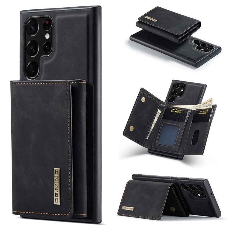 DG.MING M1 Series for Samsung Galaxy S24 Ultra Case Detachable Wallet Phone Cover - Black