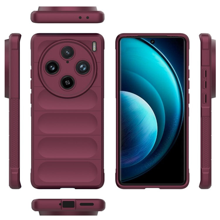 For vivo X100 Pro 5G Case Soft TPU Back Shell Rugged Cell Phone Protector Cover - Wine Red