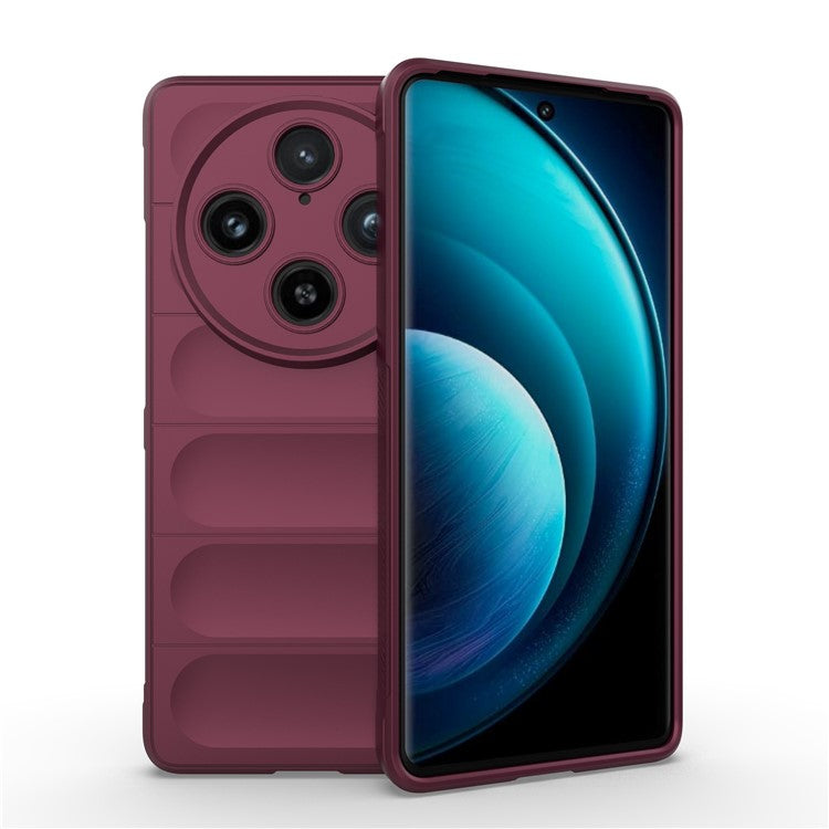 For vivo X100 Pro 5G Case Soft TPU Back Shell Rugged Cell Phone Protector Cover - Wine Red