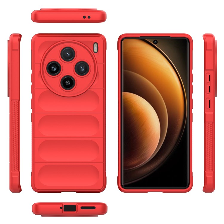 For vivo X100 5G Case Rugged Phone Protector Soft TPU Phone Back Shell Cover - Red