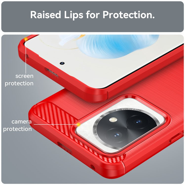 For Honor 100 5G Brushed Phone Case Anti-Scratch Soft TPU Cover - Red