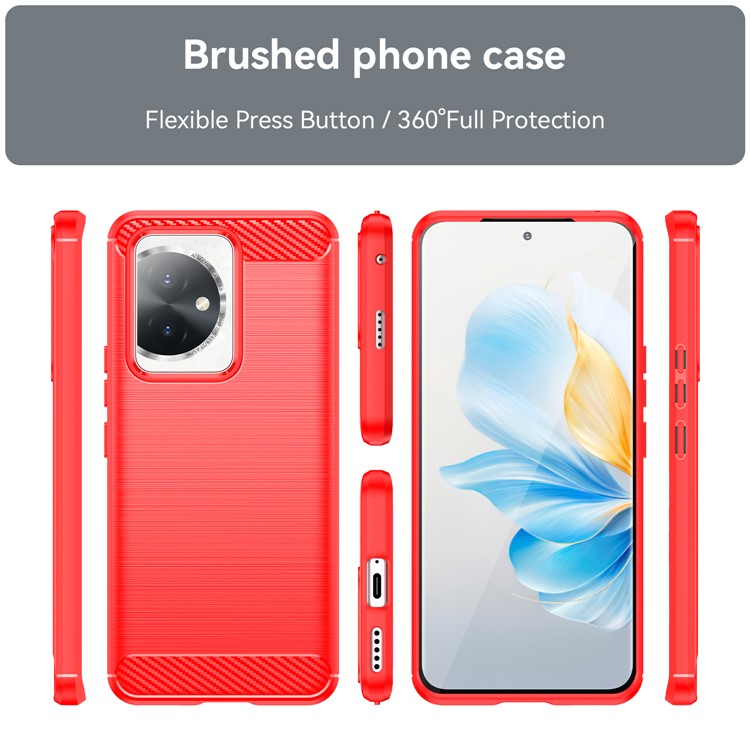 For Honor 100 5G Brushed Phone Case Anti-Scratch Soft TPU Cover - Red