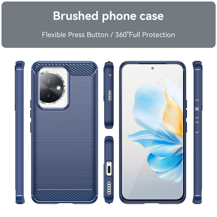 For Honor 100 5G Brushed Phone Case Anti-Scratch Soft TPU Cover - Blue