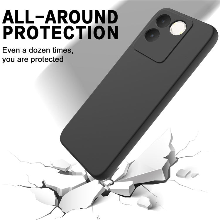 For vivo T2 Pro 5G / S17e 5G / iQOO Z7 Pro 5G Case Liquid Silicone Phone Cover with Strap - Black