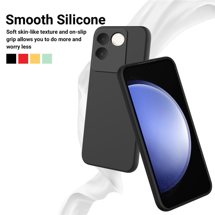 For vivo T2 Pro 5G / S17e 5G / iQOO Z7 Pro 5G Case Liquid Silicone Phone Cover with Strap - Black