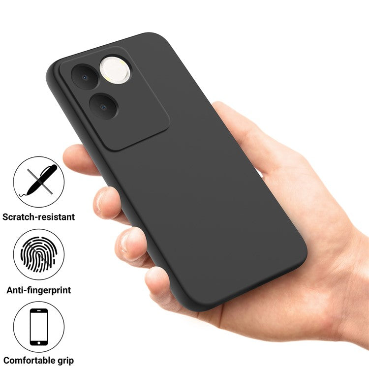 For vivo T2 Pro 5G / S17e 5G / iQOO Z7 Pro 5G Case Liquid Silicone Phone Cover with Strap - Black