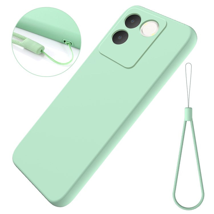 For vivo T2 Pro 5G / S17e 5G / iQOO Z7 Pro 5G Case Liquid Silicone Phone Cover with Strap - Green