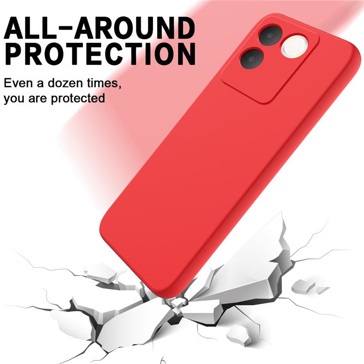 For vivo T2 Pro 5G / S17e 5G / iQOO Z7 Pro 5G Case Liquid Silicone Phone Cover with Strap - Red