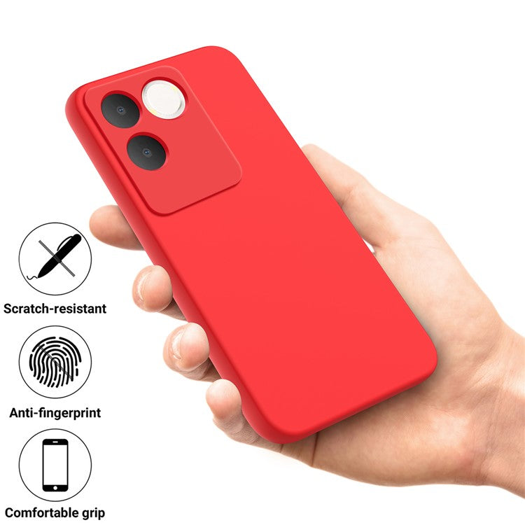 For vivo T2 Pro 5G / S17e 5G / iQOO Z7 Pro 5G Case Liquid Silicone Phone Cover with Strap - Red