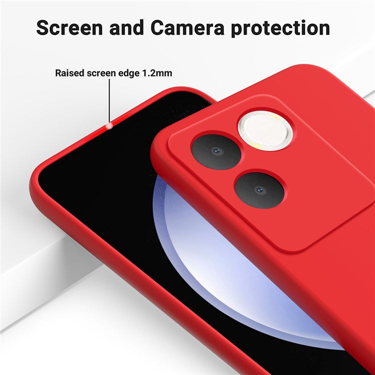 For vivo T2 Pro 5G / S17e 5G / iQOO Z7 Pro 5G Case Liquid Silicone Phone Cover with Strap - Red