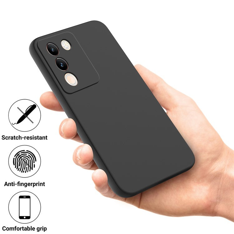 For vivo Y200 (India) 5G Case Soft Lining Anti-scratch Liquid Silicone Cover with Strap - Black