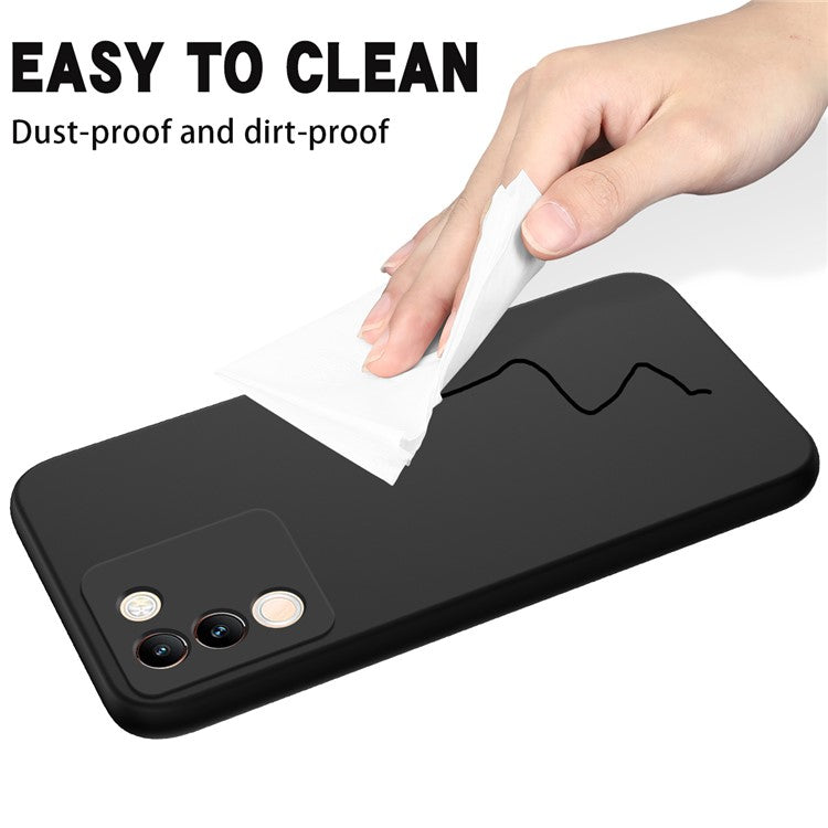 For vivo Y200 (India) 5G Case Soft Lining Anti-scratch Liquid Silicone Cover with Strap - Black