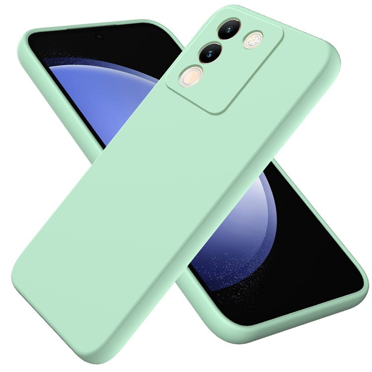 For vivo Y200 (India) 5G Case Soft Lining Anti-scratch Liquid Silicone Cover with Strap - Green