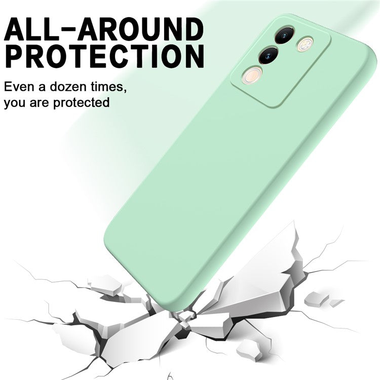 For vivo Y200 (India) 5G Case Soft Lining Anti-scratch Liquid Silicone Cover with Strap - Green