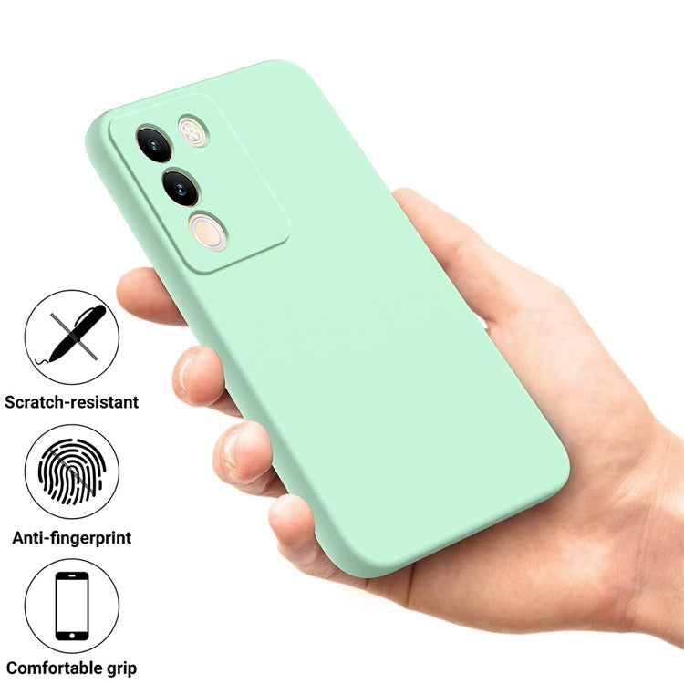 For vivo Y200 (India) 5G Case Soft Lining Anti-scratch Liquid Silicone Cover with Strap - Green